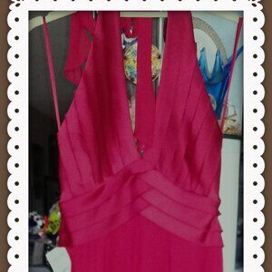BCBGMAXAZRIA Silk Red Halter Ruffles Dress  Size 4 NEW with TAGS